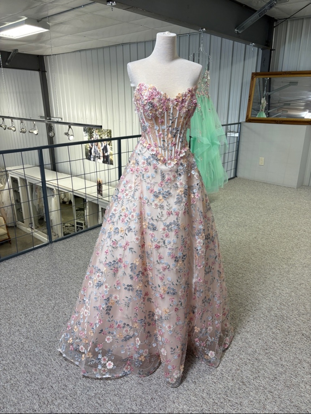 Prom dress alyceparis #61986 floral French pink - Picture 4 of 11